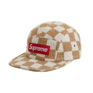 Supreme Checkerboard Boucle Camp Cap Tan
